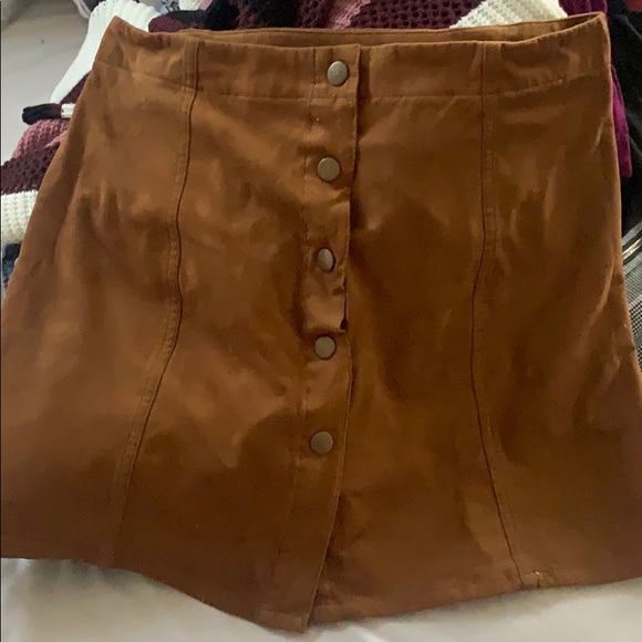 Suede Brown Skirt - Picture 1 of 2